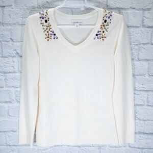 JACLYN Smith • beige embellished sweater